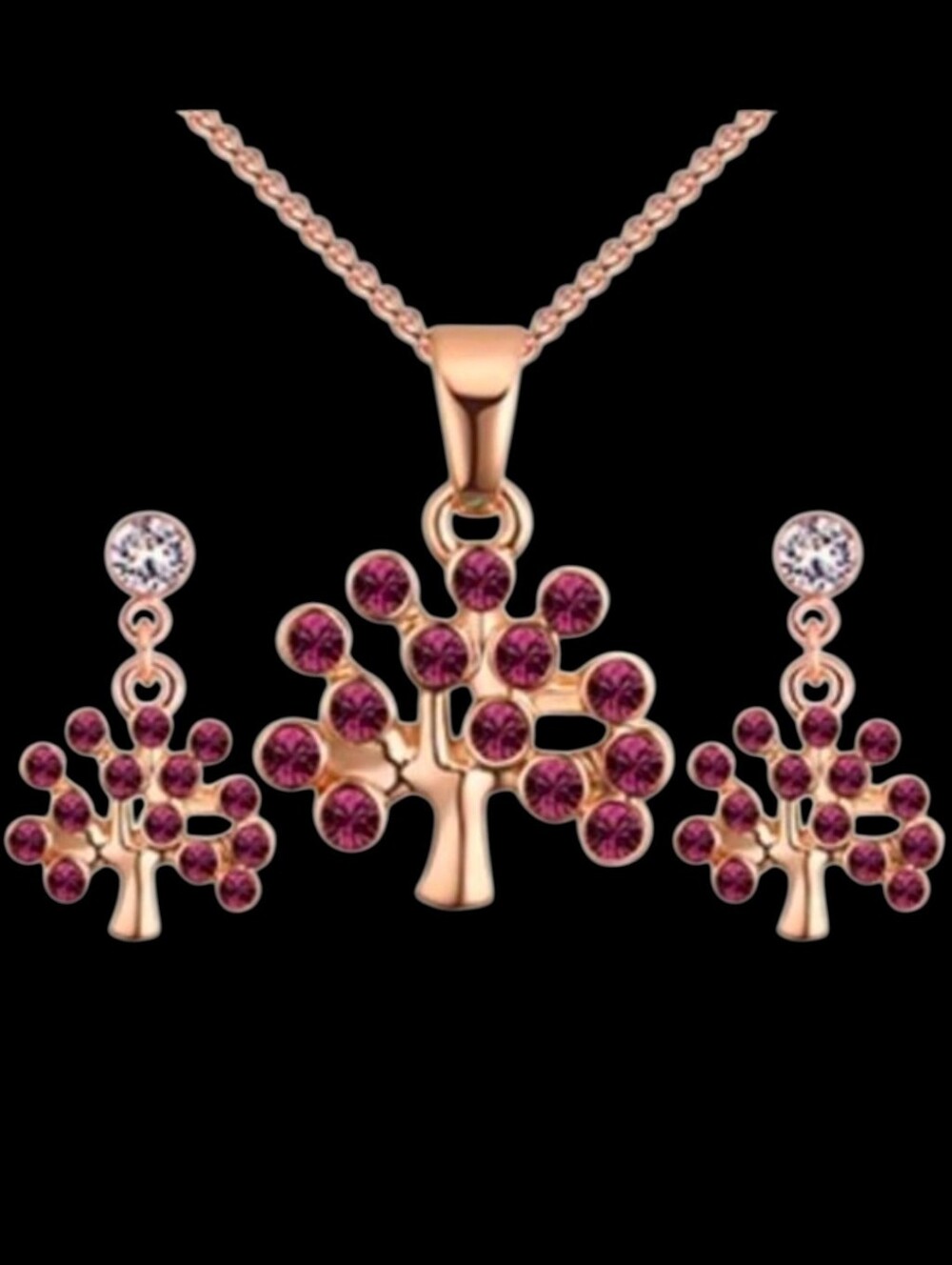 Crystal Lucky Tree Necklace Set